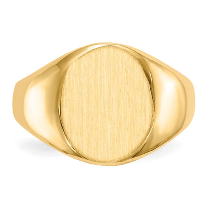14k 11.5x13.5mm Oval Open Back Signet Ring