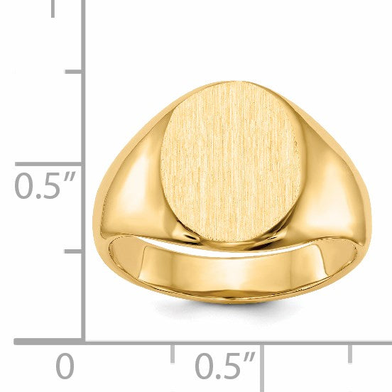 14k 11.5x13.5mm Oval Open Back Signet Ring