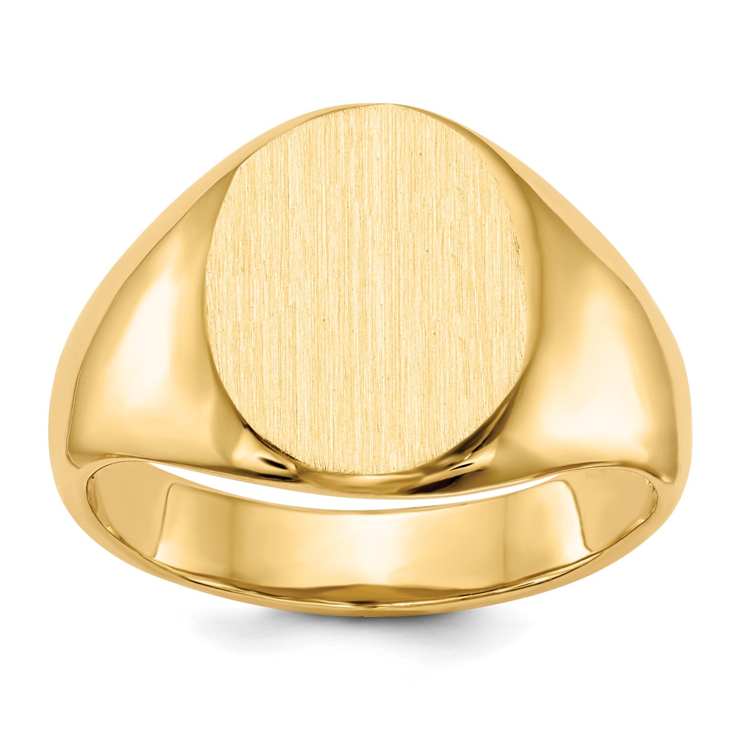 14k 11.5x13.5mm Oval Open Back Signet Ring