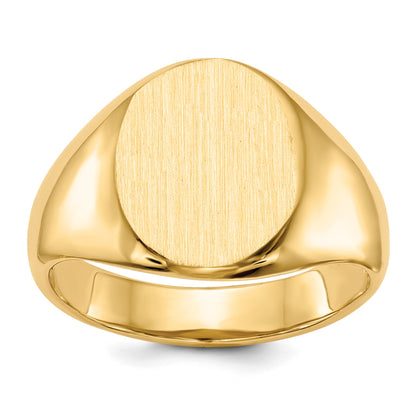 14k 11.5x13.5mm Oval Open Back Signet Ring