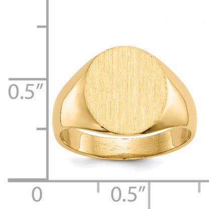 14k 11.5x13.0mm Oval Open Back Mens Signet Ring