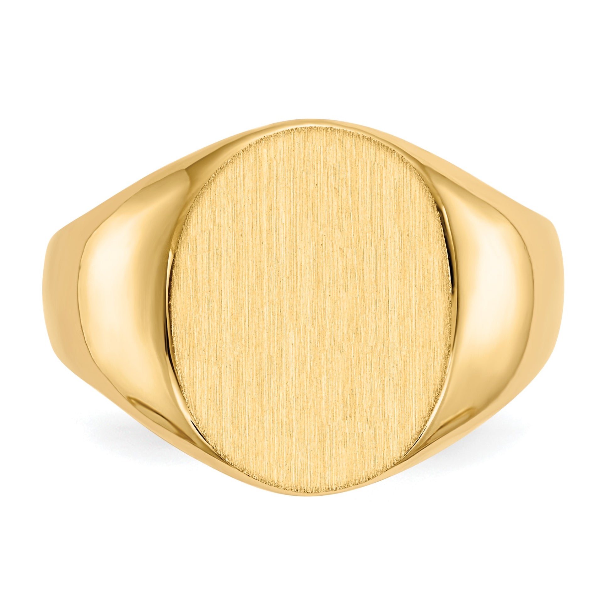 14k 12.5x16.0mm Oval Open Back Mens Signet Ring