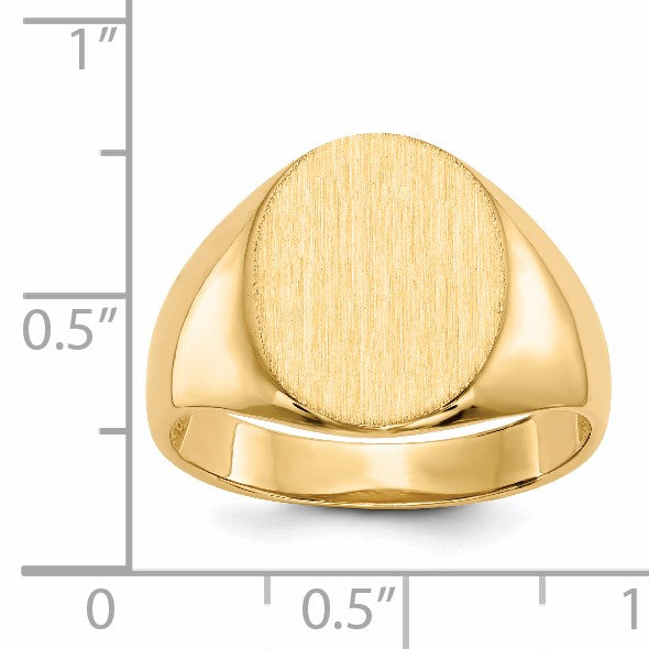 14k 12.5x16.0mm Oval Open Back Mens Signet Ring