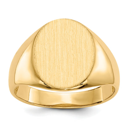 14k 12.5x16.0mm Oval Open Back Mens Signet Ring
