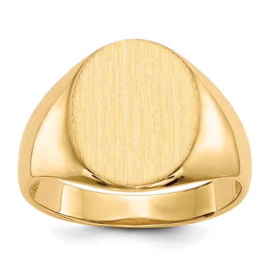 14k 12.5x16.0mm Oval Open Back Mens Signet Ring