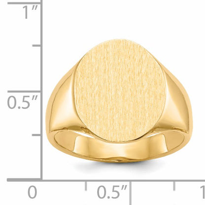 14k 14.0x18.0mm Oval Open Back Mens Signet Ring