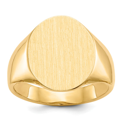 14k 14.0x18.0mm Oval Open Back Mens Signet Ring