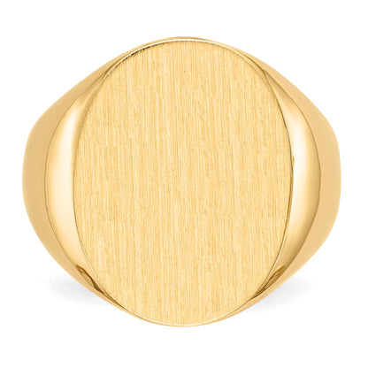 14k 16.0x20.5mm Oval Open Back Mens Signet Ring