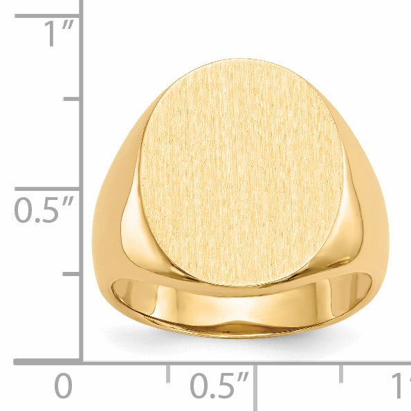 14k 16.0x20.5mm Oval Open Back Mens Signet Ring