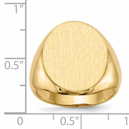 14k 16.5x20.0mm Oval Open Back Mens Signet Ring
