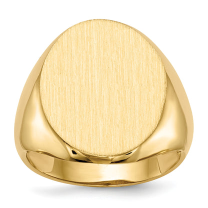 14k 16.5x20.0mm Oval Open Back Mens Signet Ring