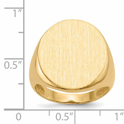 14k 18.0x22.0mm Oval Open Back Mens Signet Ring
