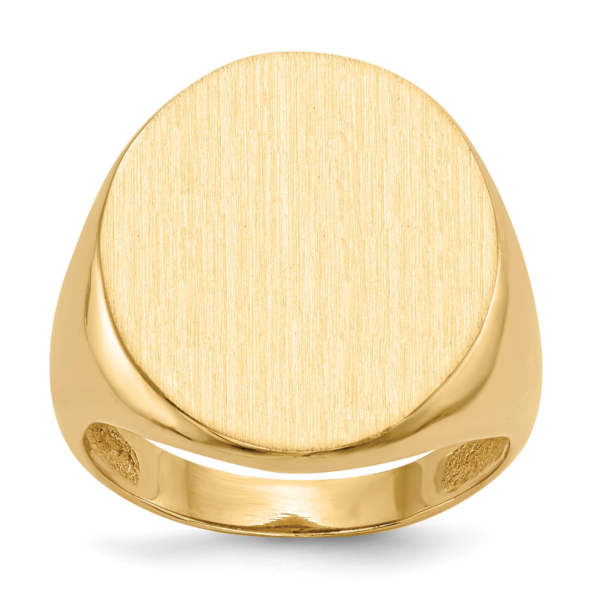14k 18.0x22.0mm Oval Open Back Mens Signet Ring
