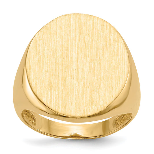 14k 18.0x22.0mm Oval Open Back Mens Signet Ring