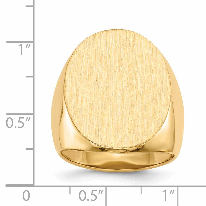 14k 19.0x26.5mm Oval Open Back Mens Signet Ring