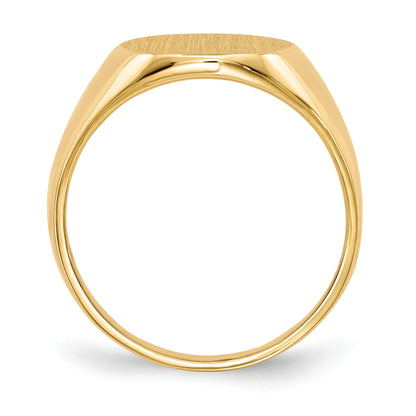 14k 13.5x15.0mm Oval Closed Back Mens Signet Ring