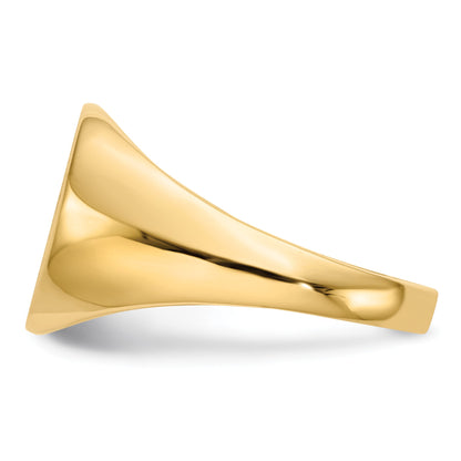 14k 13.5x15.0mm Oval Closed Back Mens Signet Ring