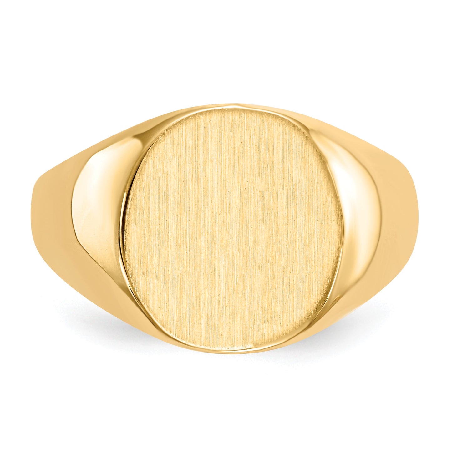 14k 13.5x15.0mm Oval Closed Back Mens Signet Ring