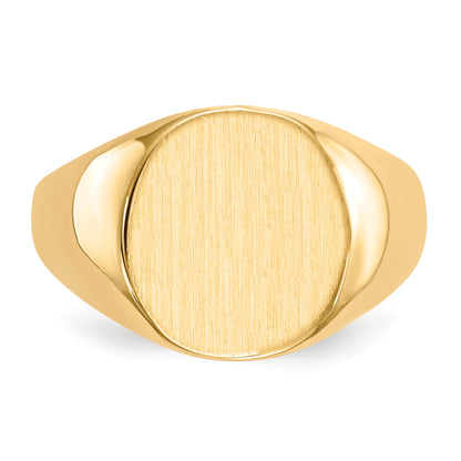 14k 13.5x15.0mm Oval Closed Back Mens Signet Ring