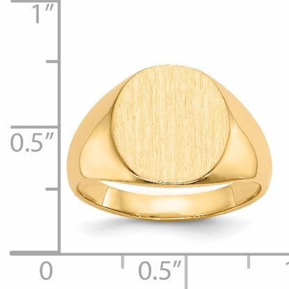14k 13.5x15.0mm Oval Closed Back Mens Signet Ring