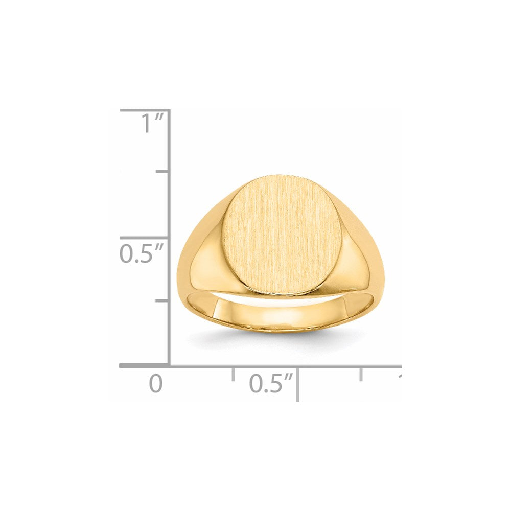 14k 13.5mmx12.5mm Closed Back Mens Signet Ring