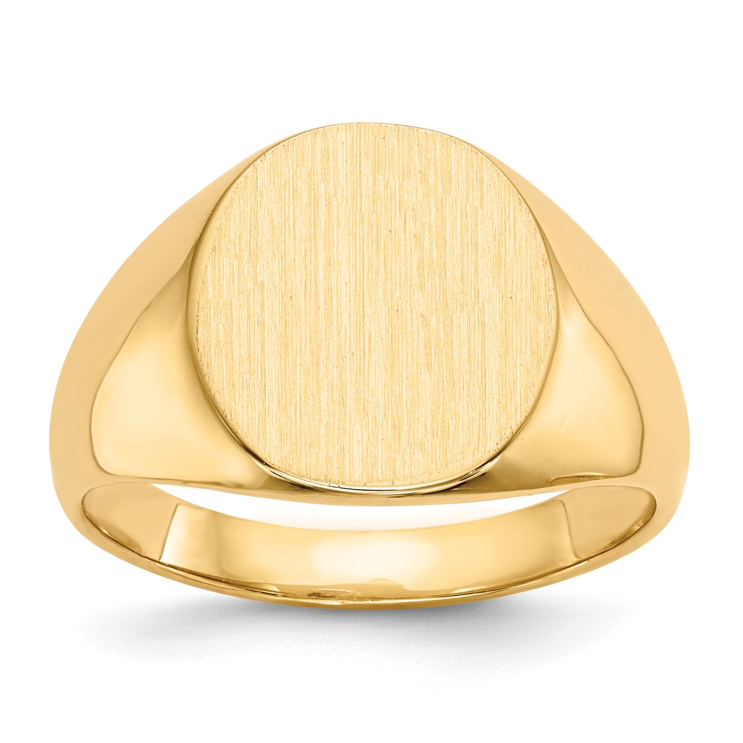 14k 13.5x15.0mm Oval Closed Back Mens Signet Ring