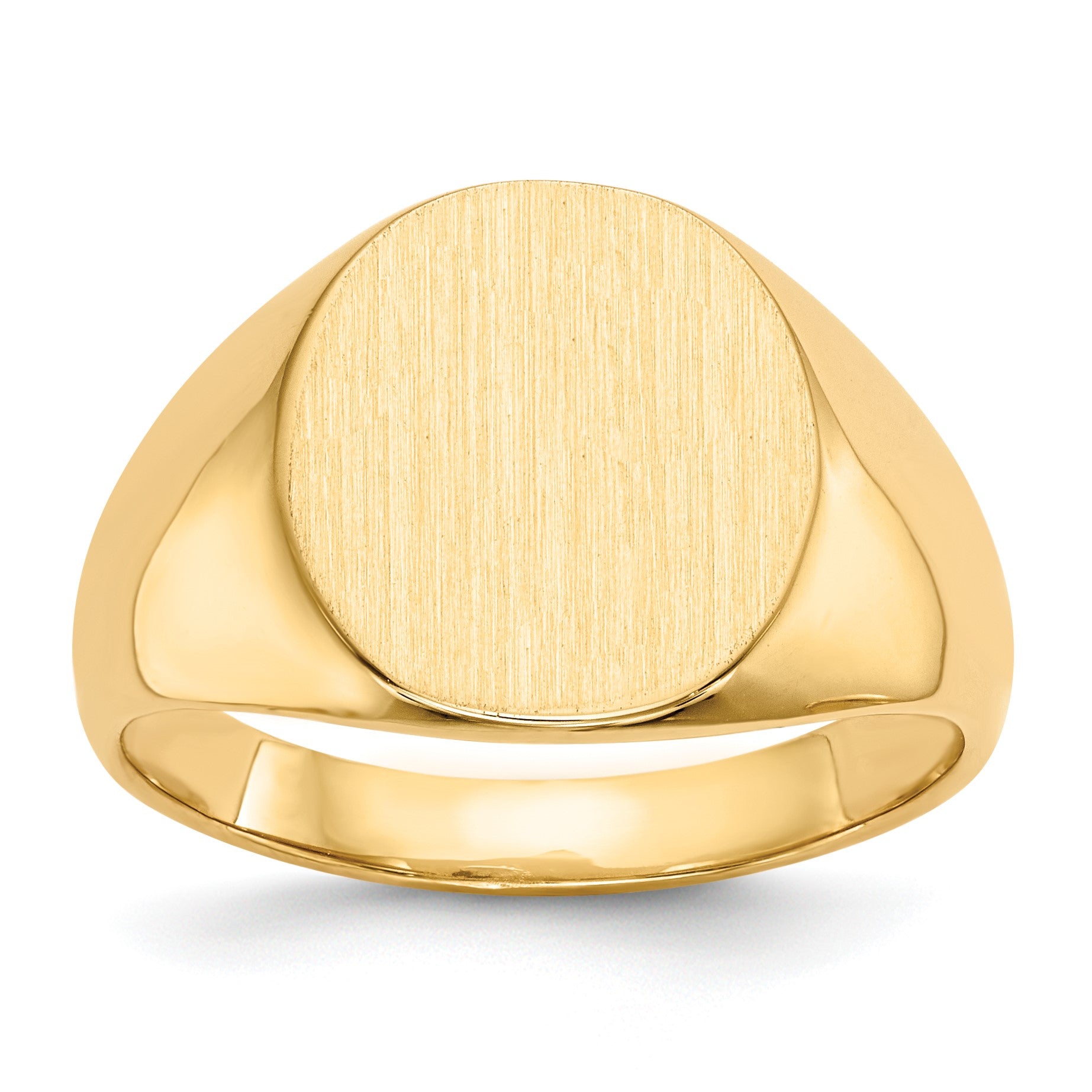 14k 13.5x15.0mm Oval Closed Back Mens Signet Ring
