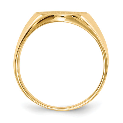 14k 13.0x14.0mm Oval Closed Back Mens Signet Ring