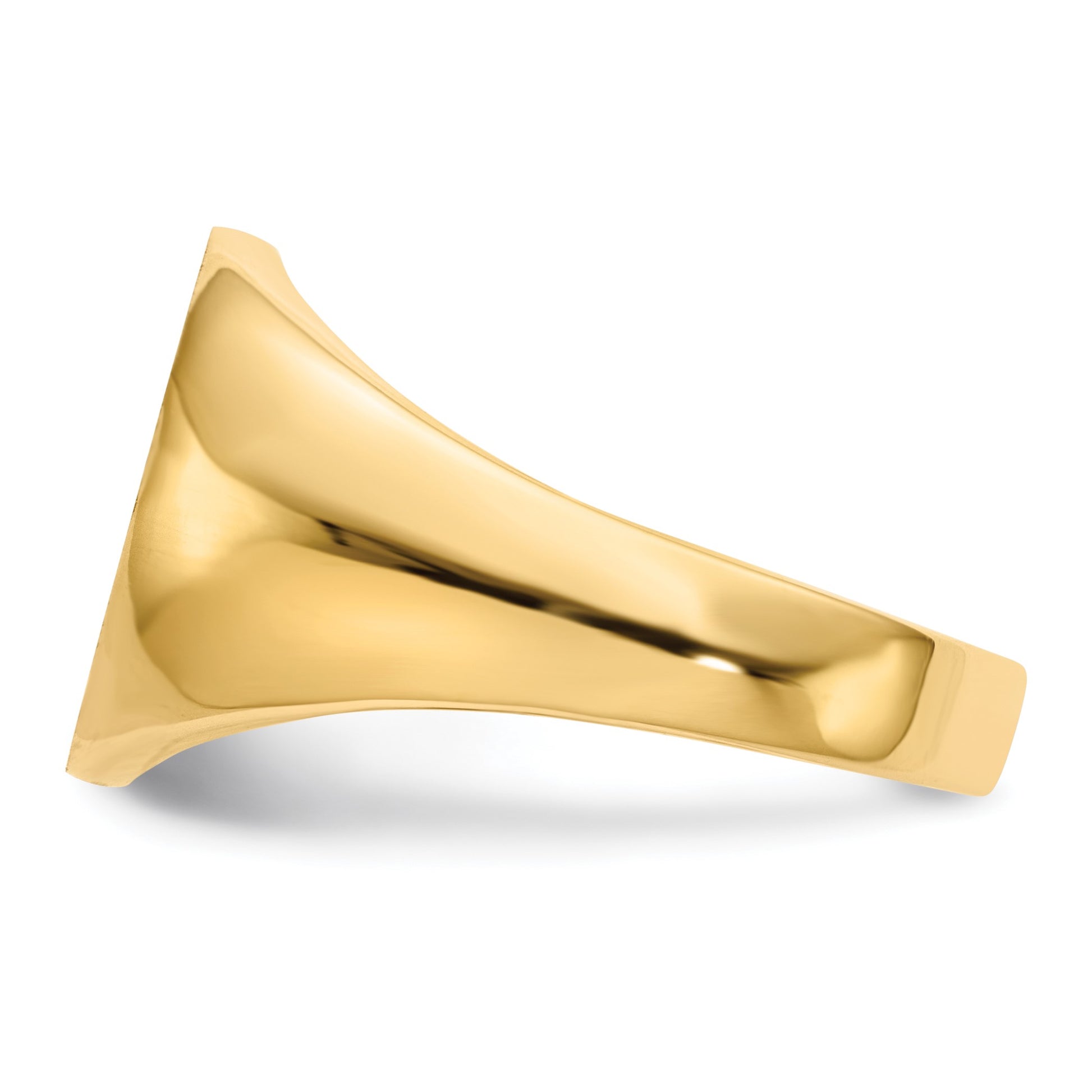 14k 13.0x14.0mm Oval Closed Back Mens Signet Ring