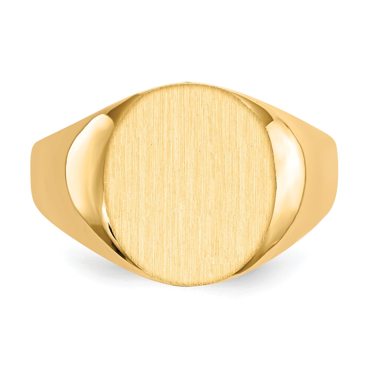 14k 13.0x14.0mm Oval Closed Back Mens Signet Ring