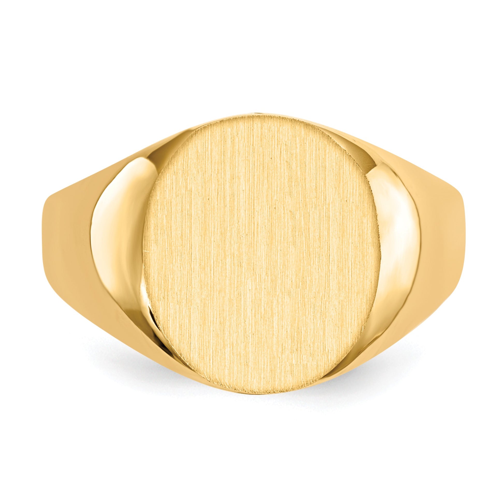 14k 13.0x14.0mm Oval Closed Back Mens Signet Ring