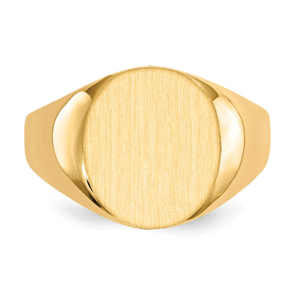 14k 13.0x14.0mm Oval Closed Back Mens Signet Ring