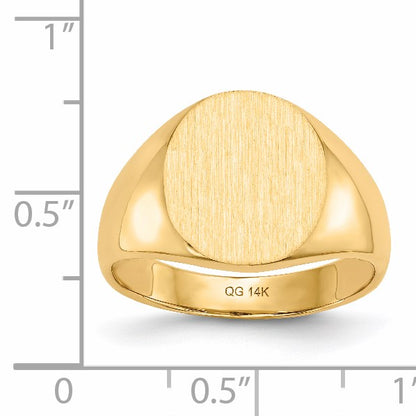 14k 13.0x14.0mm Oval Closed Back Mens Signet Ring