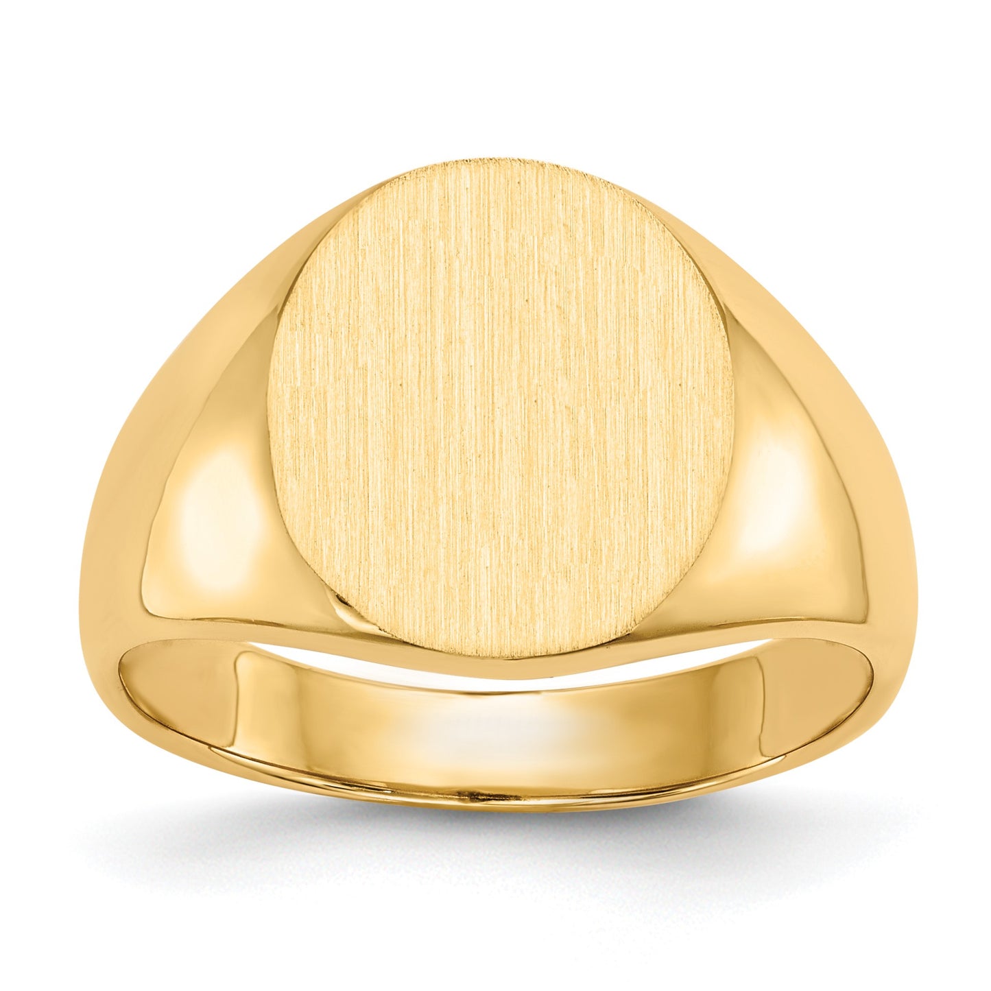 14k 13.0x14.0mm Oval Closed Back Mens Signet Ring