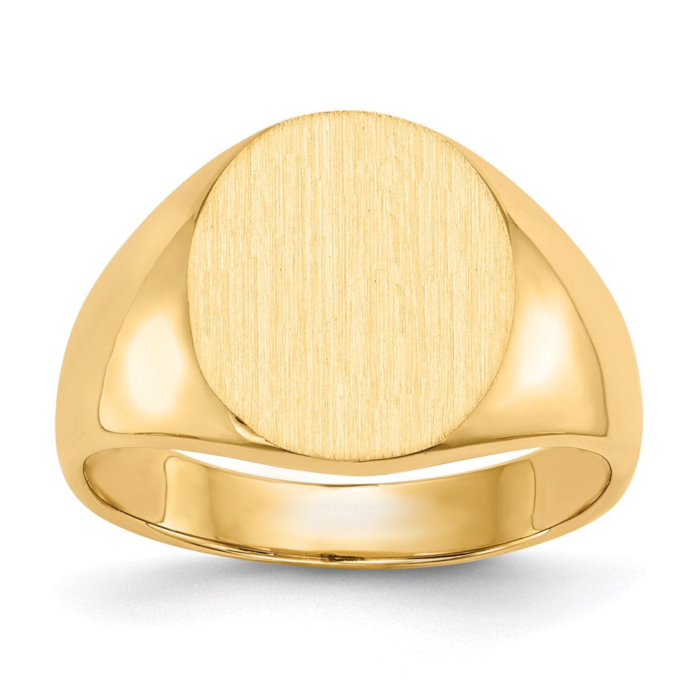 14k 14.0x13.0mm Closed Back Men's Signet Ring