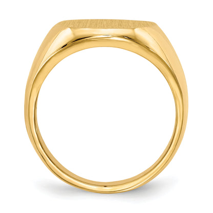 14k 14.5x17.5mm Oval Closed Back Mens Signet Ring