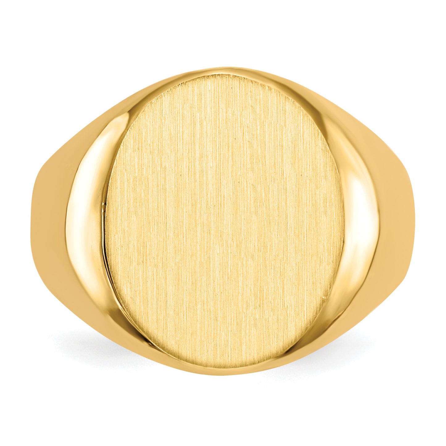 14k 14.5x17.5mm Oval Closed Back Mens Signet Ring