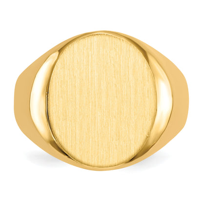 14k 14.5x17.5mm Oval Closed Back Mens Signet Ring