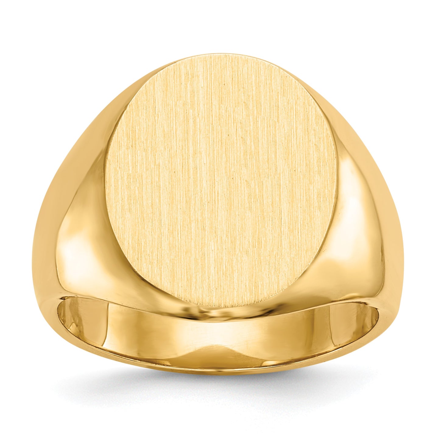 14k 14.5x17.5mm Oval Closed Back Mens Signet Ring