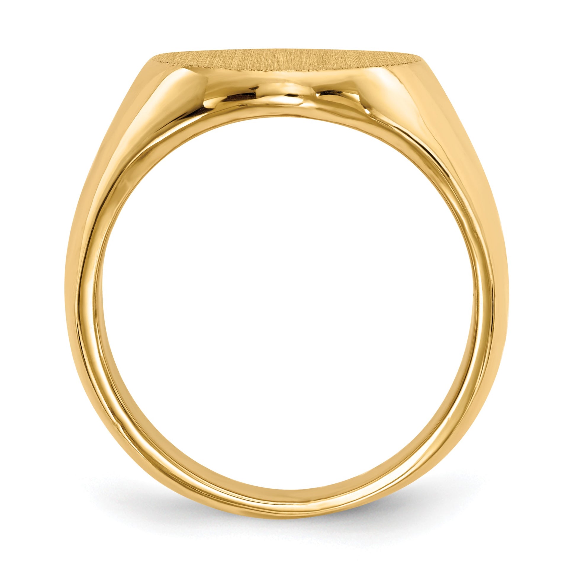 14k 14.0x17.5mm Oval Closed Back Mens Signet Ring