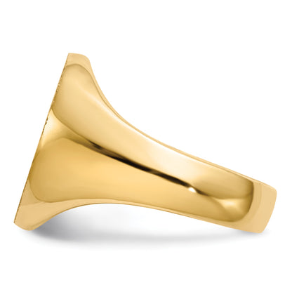14k 14.0x17.5mm Oval Closed Back Mens Signet Ring