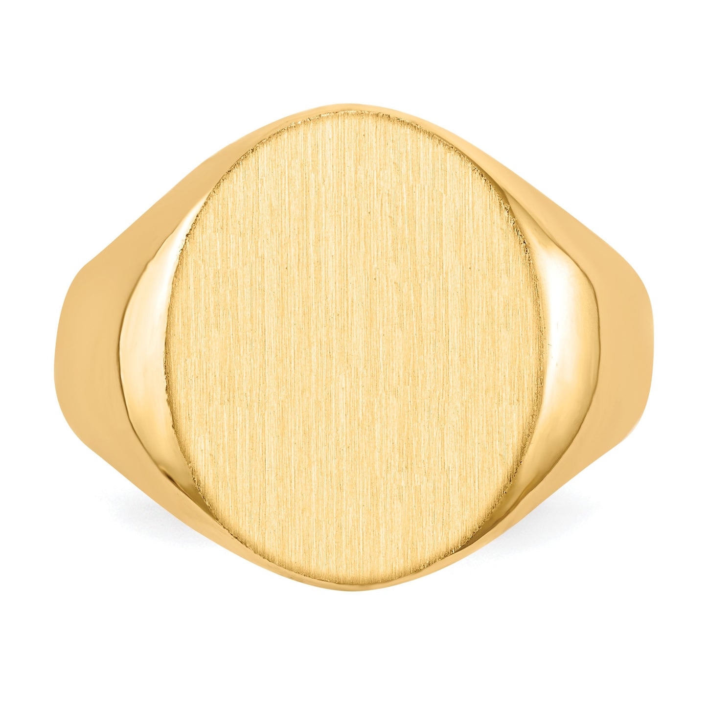 14k 14.0x17.5mm Oval Closed Back Mens Signet Ring