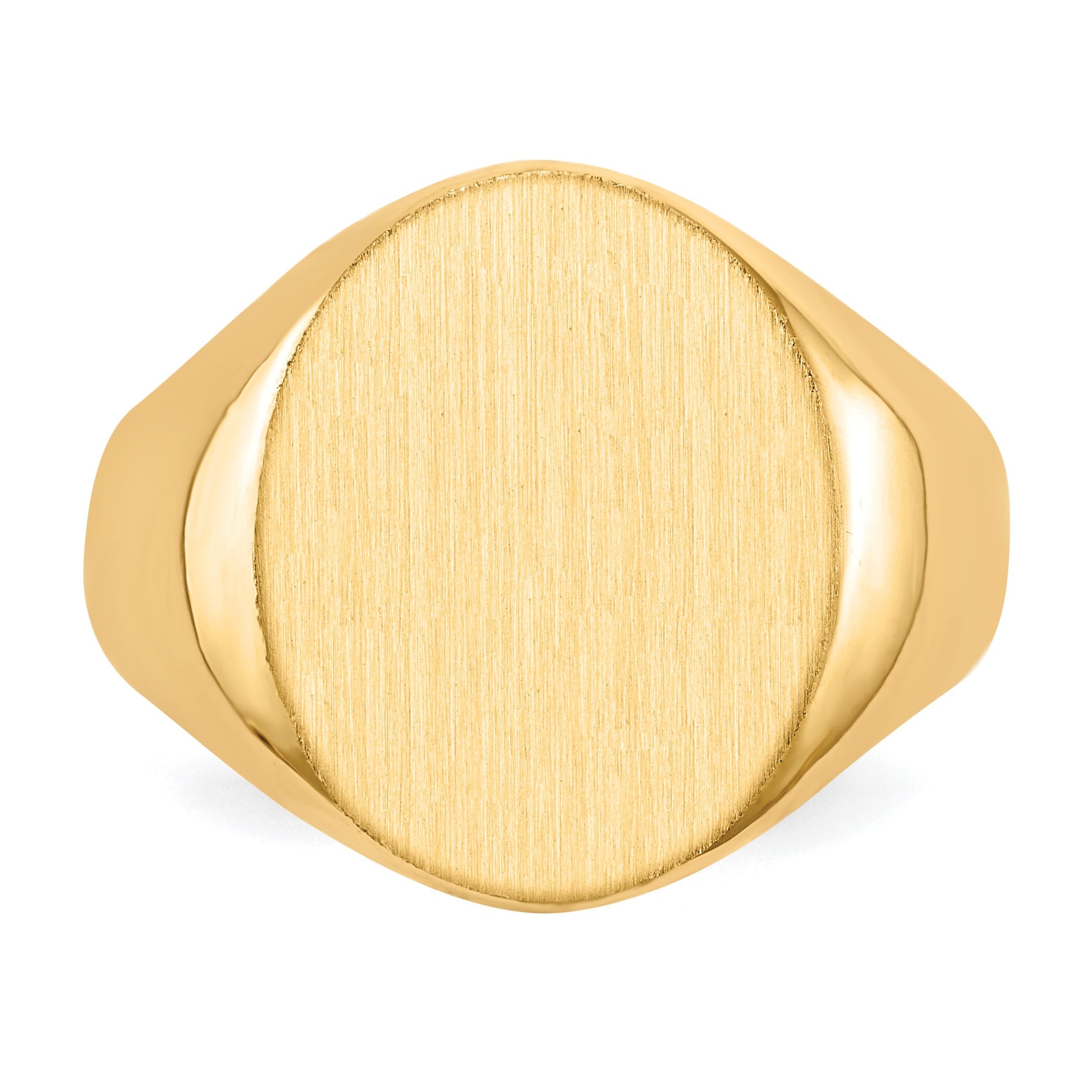 14k 14.0x17.5mm Oval Closed Back Mens Signet Ring