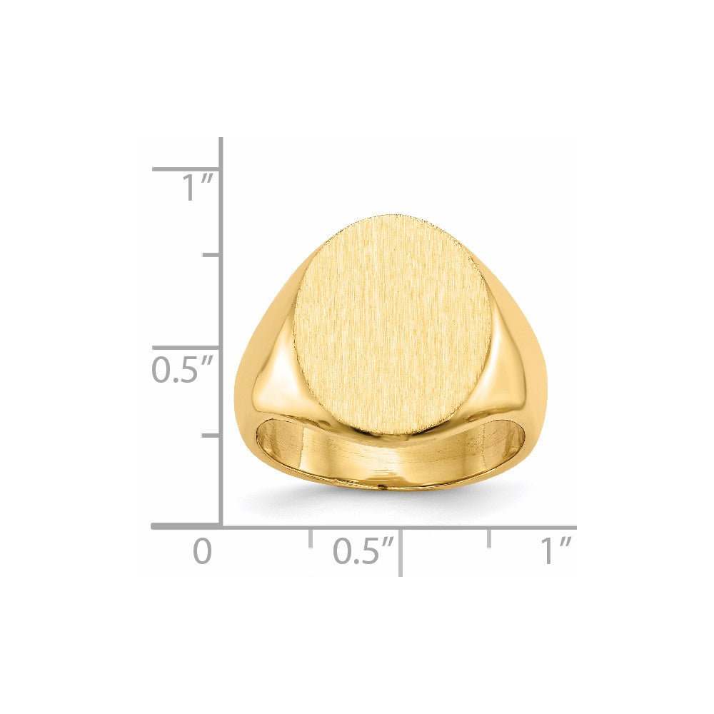 14k 14.0x17.5mm Closed Back Men's Signet Ring