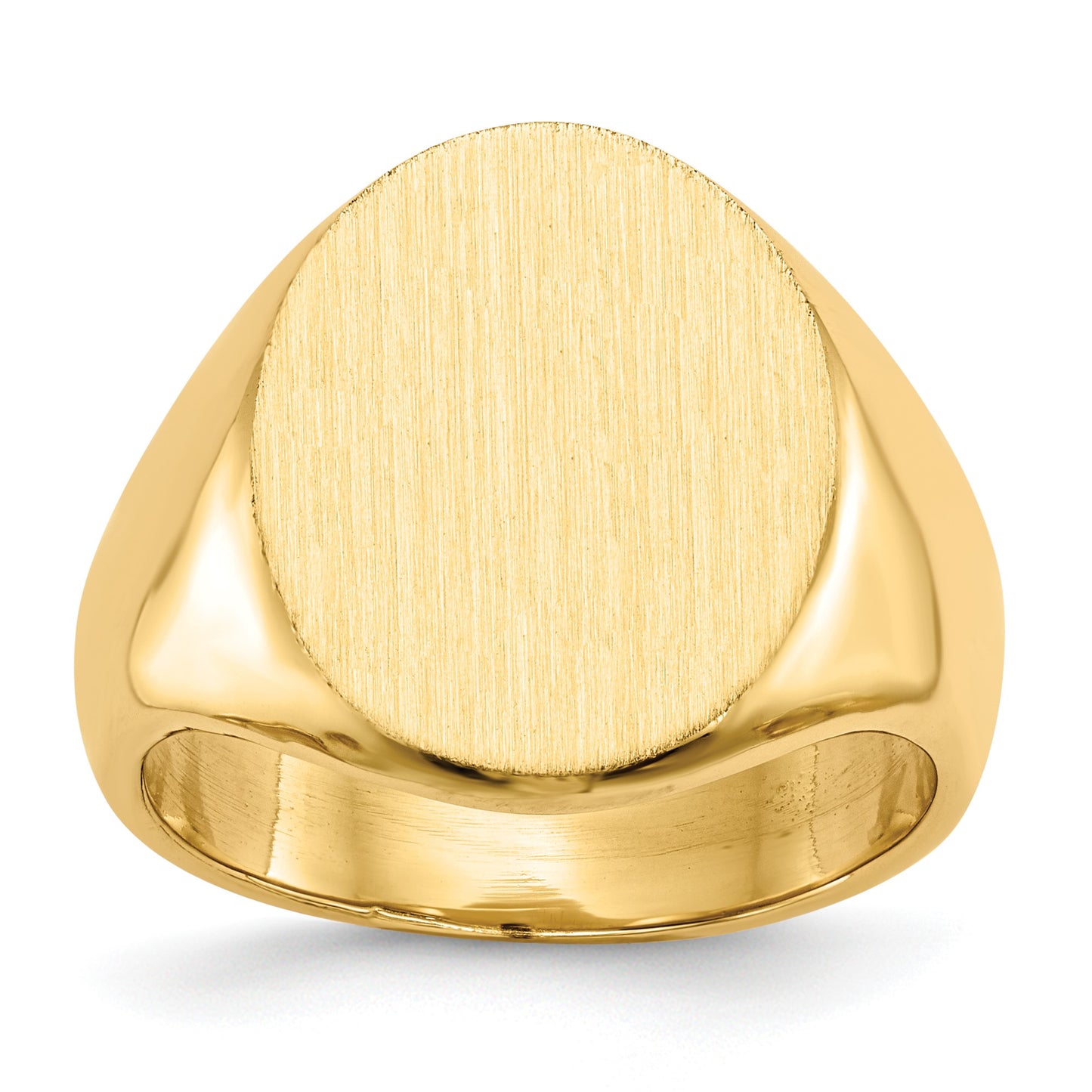 14k 14.0x17.5mm Oval Closed Back Mens Signet Ring