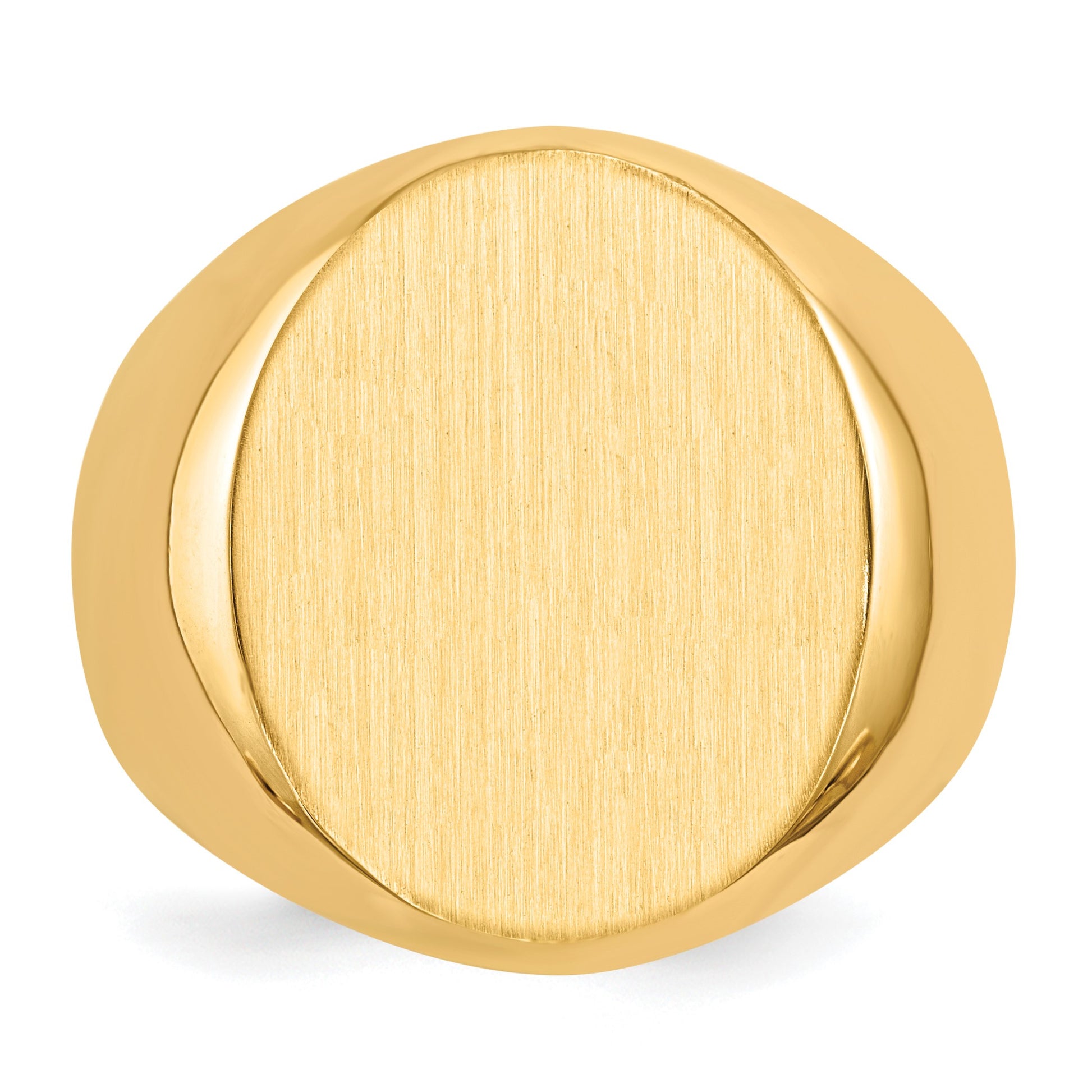 14k 16.0x18.5mm Oval Closed Back Mens Signet Ring