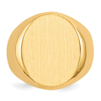 14k 16.0x18.5mm Oval Closed Back Mens Signet Ring