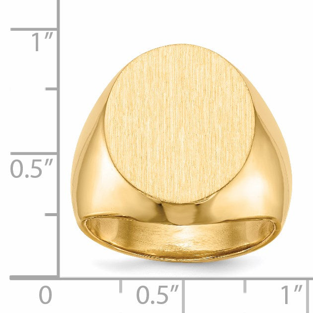 14k 16.0x18.5mm Oval Closed Back Mens Signet Ring