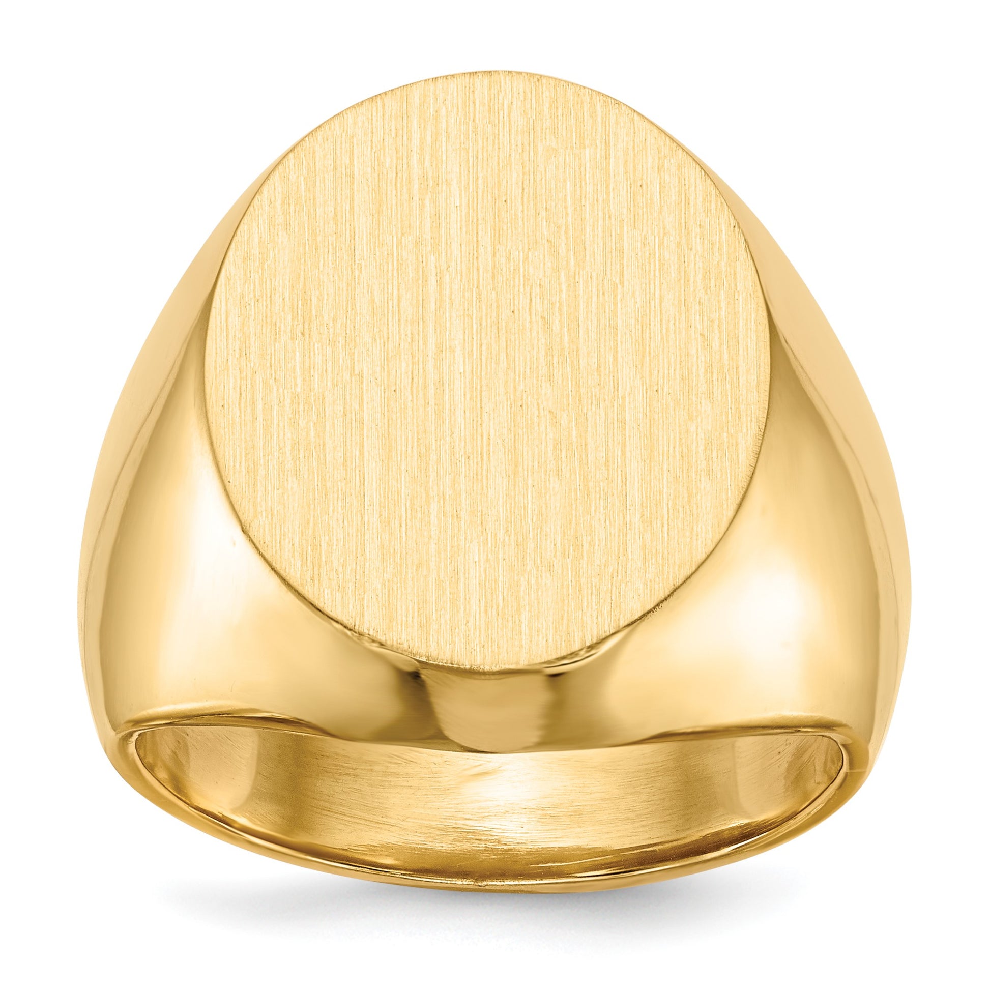 14k 16.0x18.5mm Oval Closed Back Mens Signet Ring