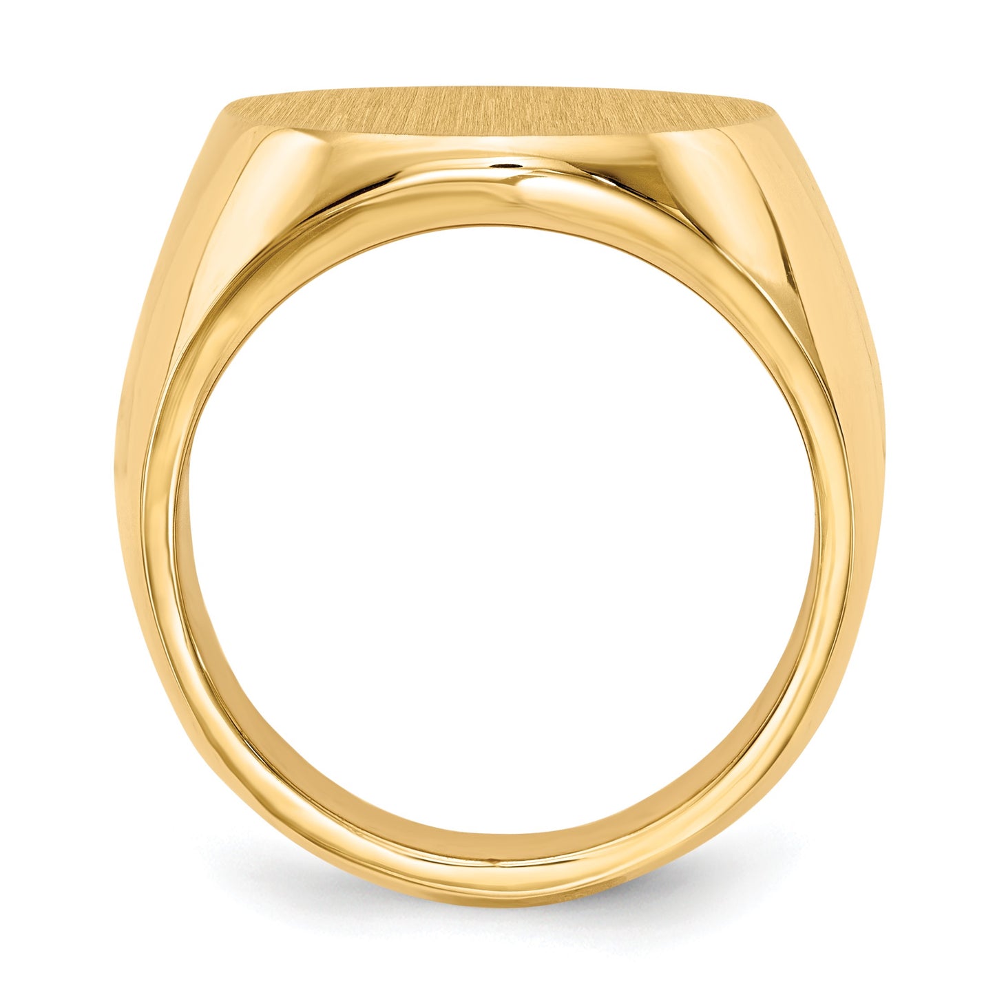 14k 17.5x19.5mm Oval Closed Back Mens Signet Ring